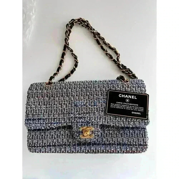 Chanel medium size blue tweed double flap bag - Picture 2 of 11